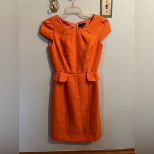 Woven Orange Cap-Sleeve Dress